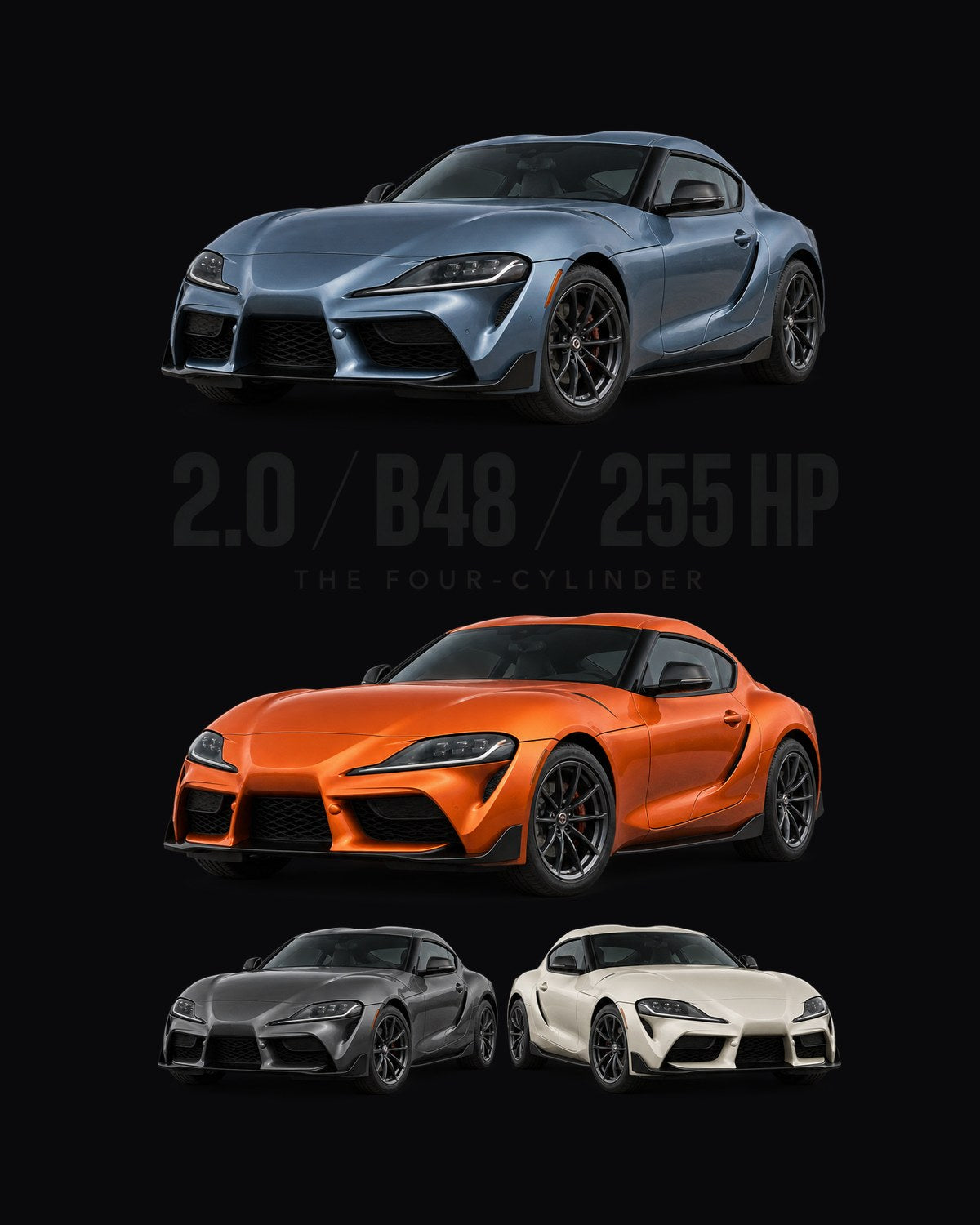 Toyota GR Supra 2.0 B48 Spec Poster Shirt, Four-Cylinder design only