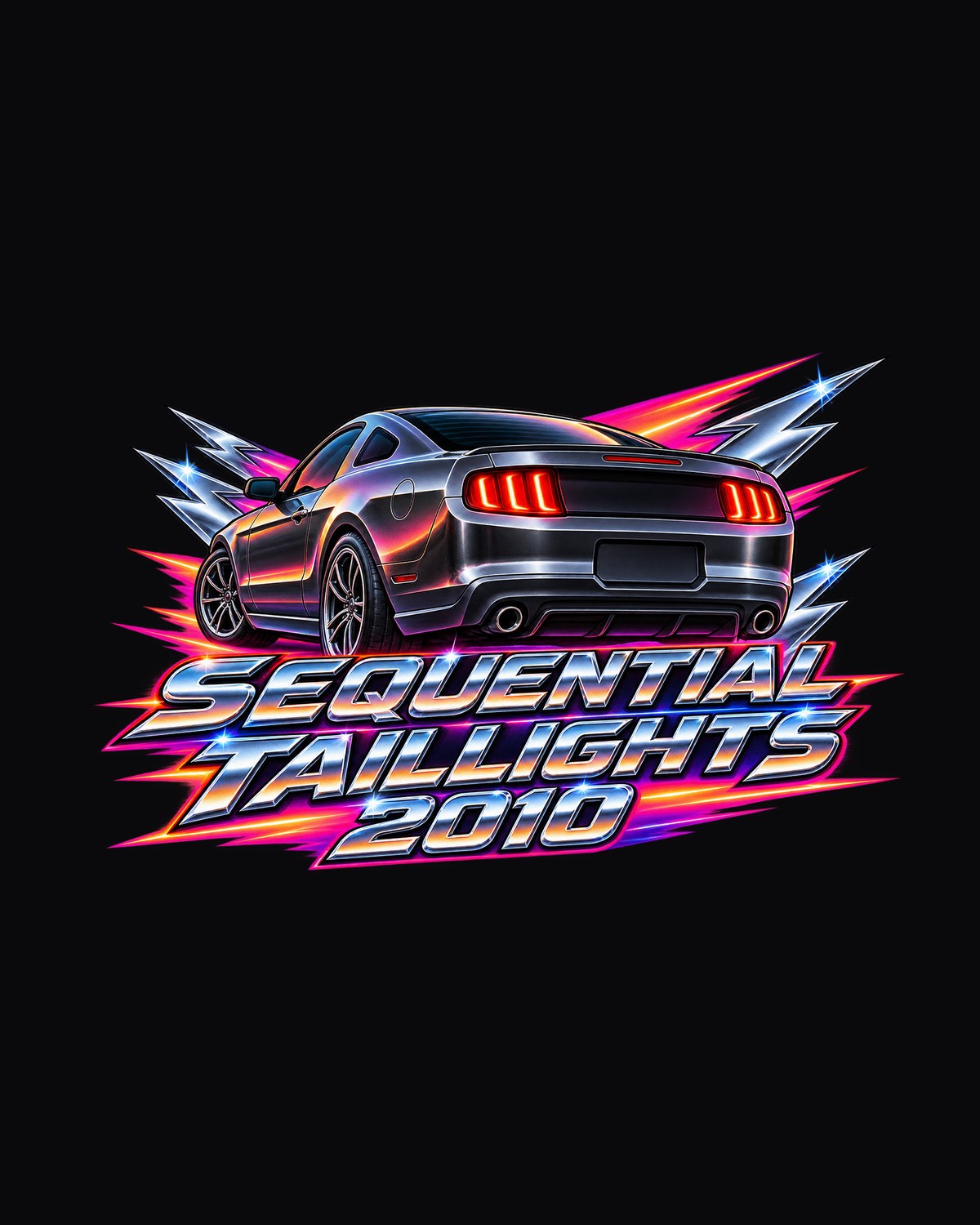 2010 S197 Mustang Sequential Taillights Airbrush Sunset Shirt design only