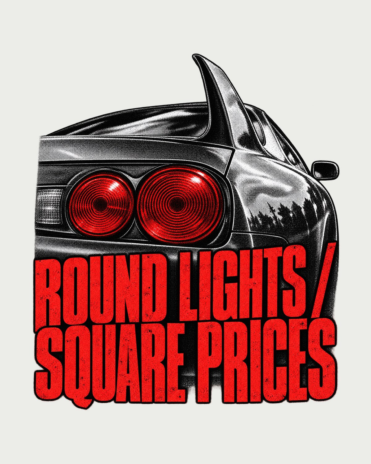 Round Lights Square Prices Tee, Toyota Supra A80 Taillight design only