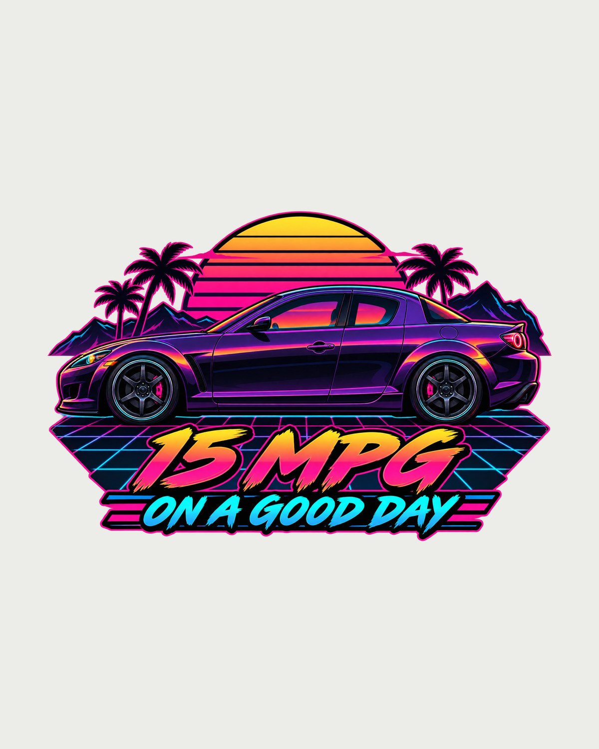 RX-8 SE3P Sticker Bomb Collage Tee, Check Oil Every Fill-Up design only