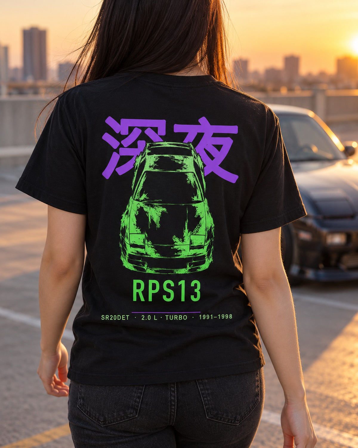 RPS13 SR20DET Full-Back Graphic Tee T-Shirt Black worn hero