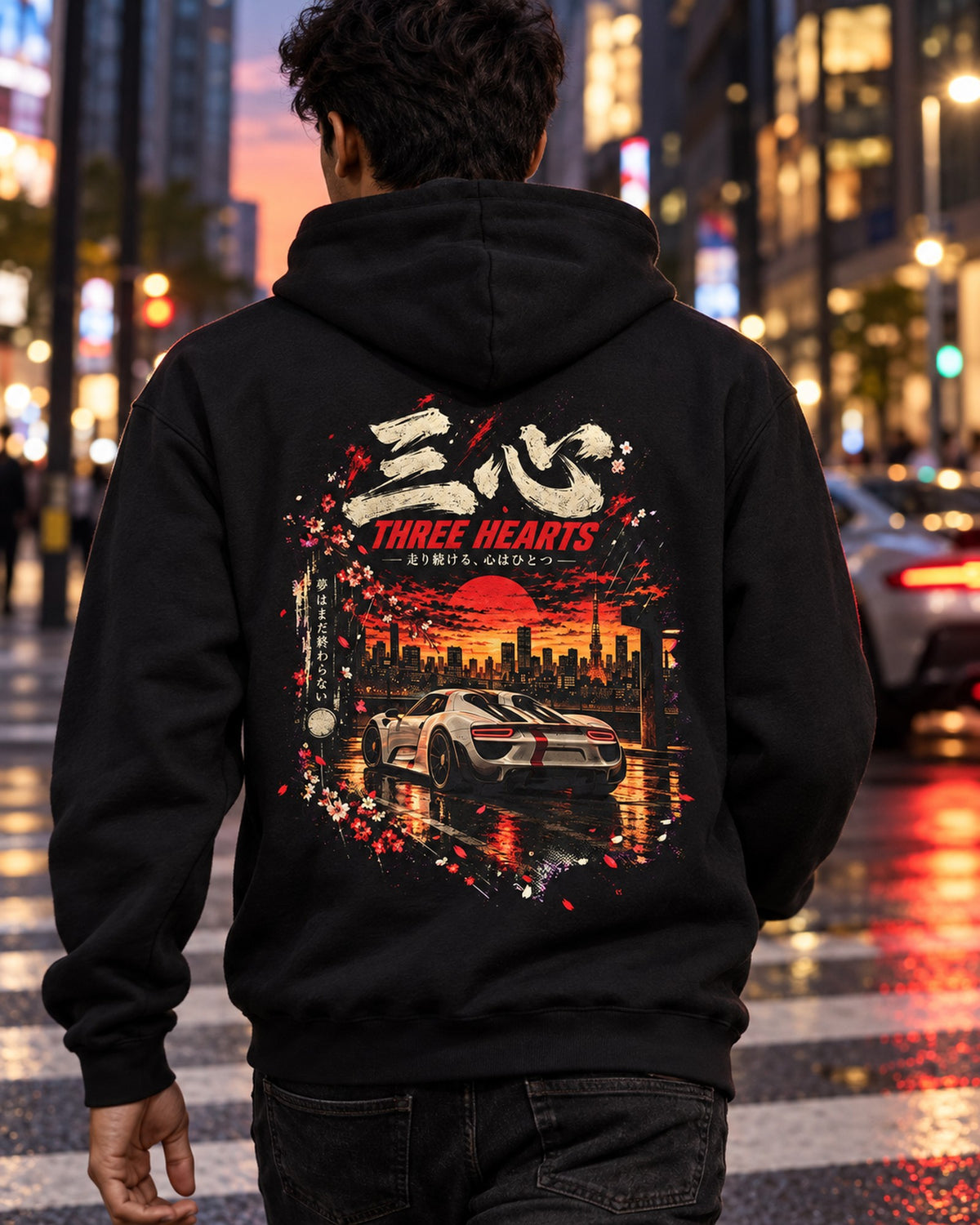 Porsche 918 Spyder Three Hearts Shirt, Hoodie & More Pull Over Hoodie Black worn hero