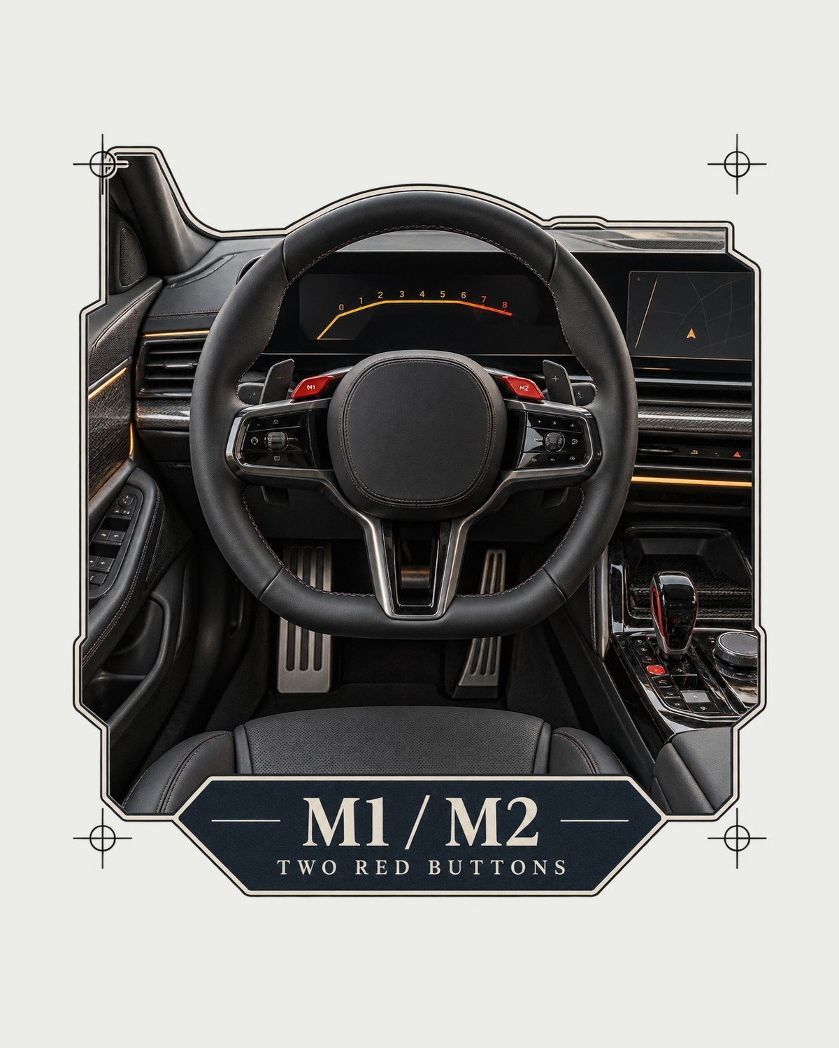 BMW M5 G90 Cockpit Gauge Shirt with M1 M2 Buttons design only