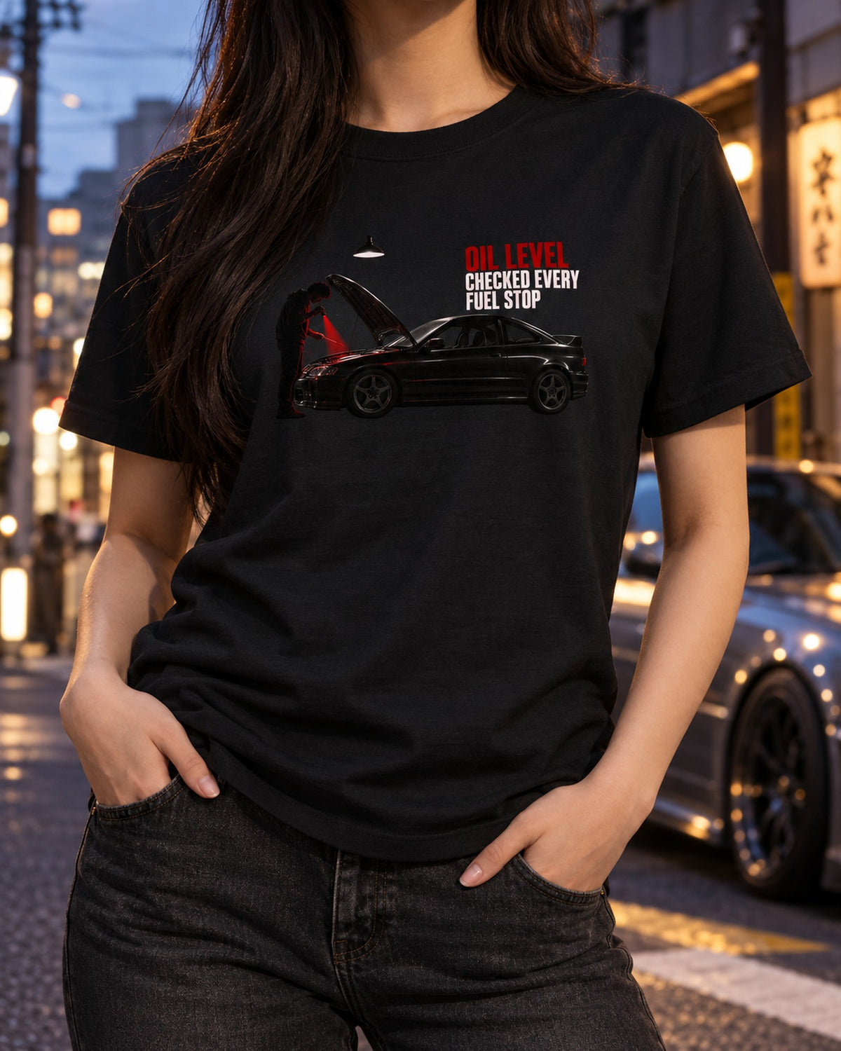 BMW E46 M3 Coupe Dipstick Garage Night Shirt, Oil Level Check T-Shirt Black worn hero