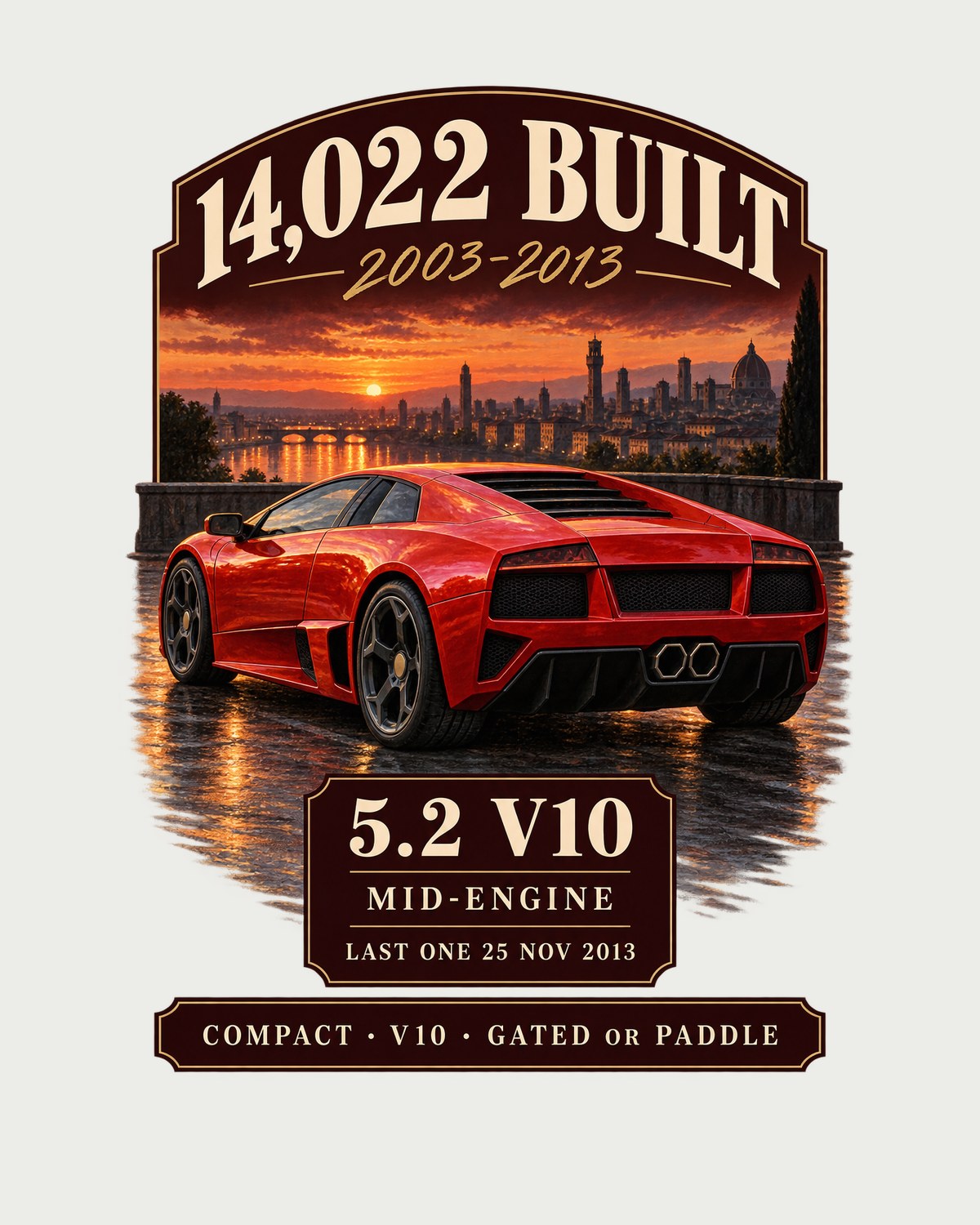 Lamborghini Gallardo LP570-4 Last One Archive Shirt, 14,022 Built design only