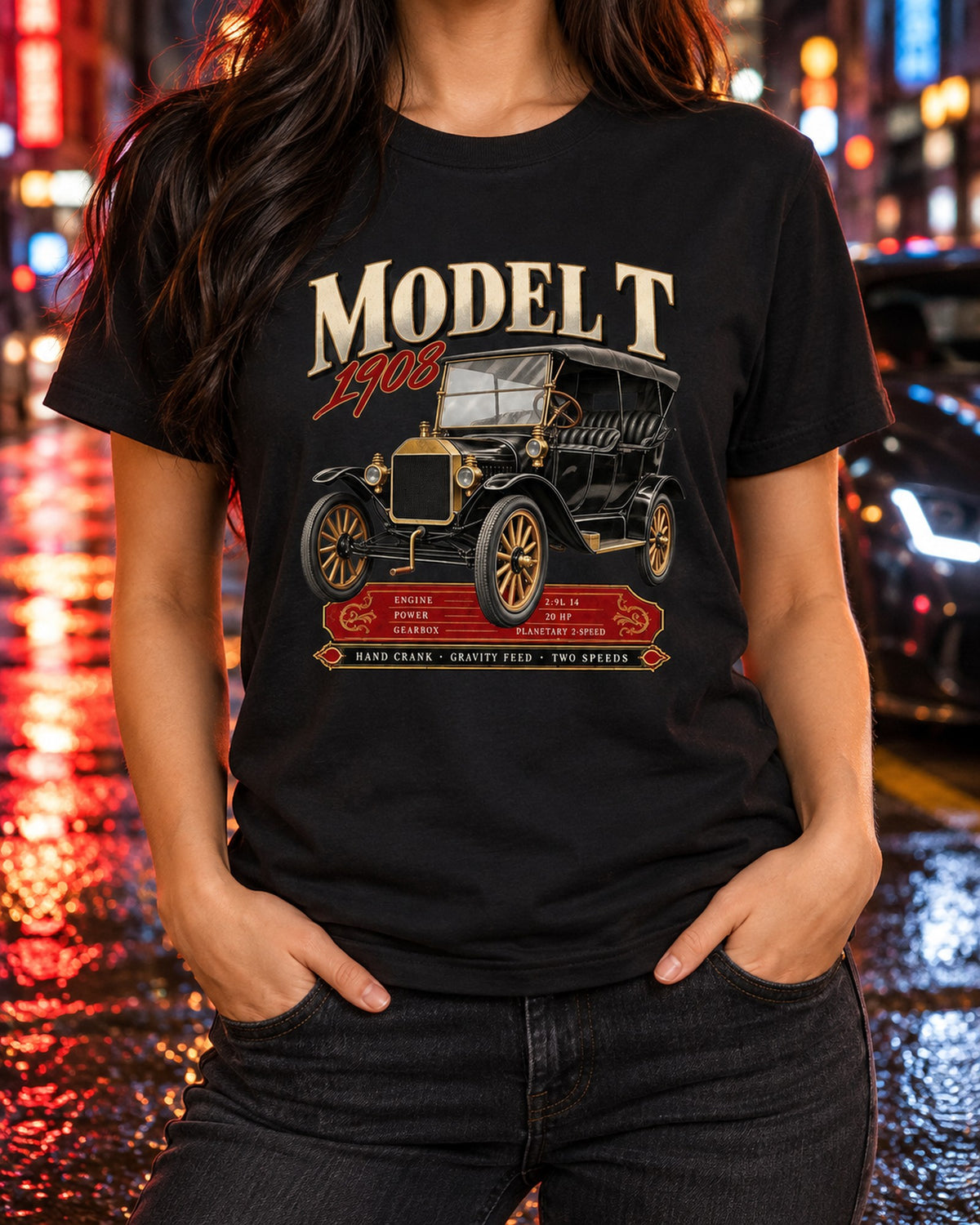 Ford Model T Touring Car Archive Panel Shirt, Vintage Gift T-Shirt Black worn hero