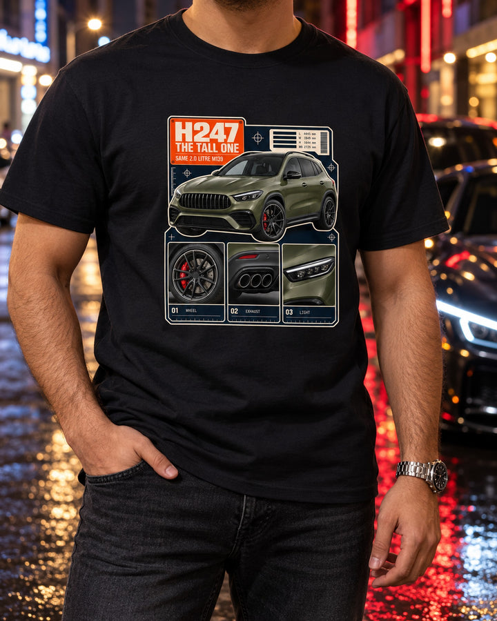 Mercedes-AMG GLA 45 S H247 Dossier Panel Shirt T-Shirt Black worn hero