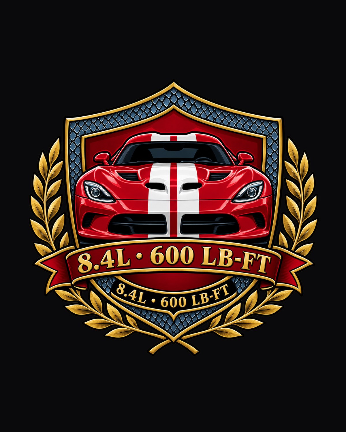 Dodge Viper VX I Shield Crest Shirt, 8.4L 600 LB-FT design only