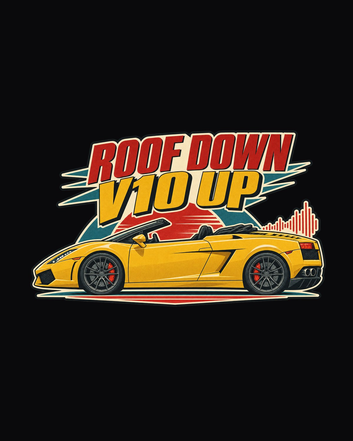 Gallardo Spyder LP560-4 1960s Poster Shirt, Roof Down V10 Up design only