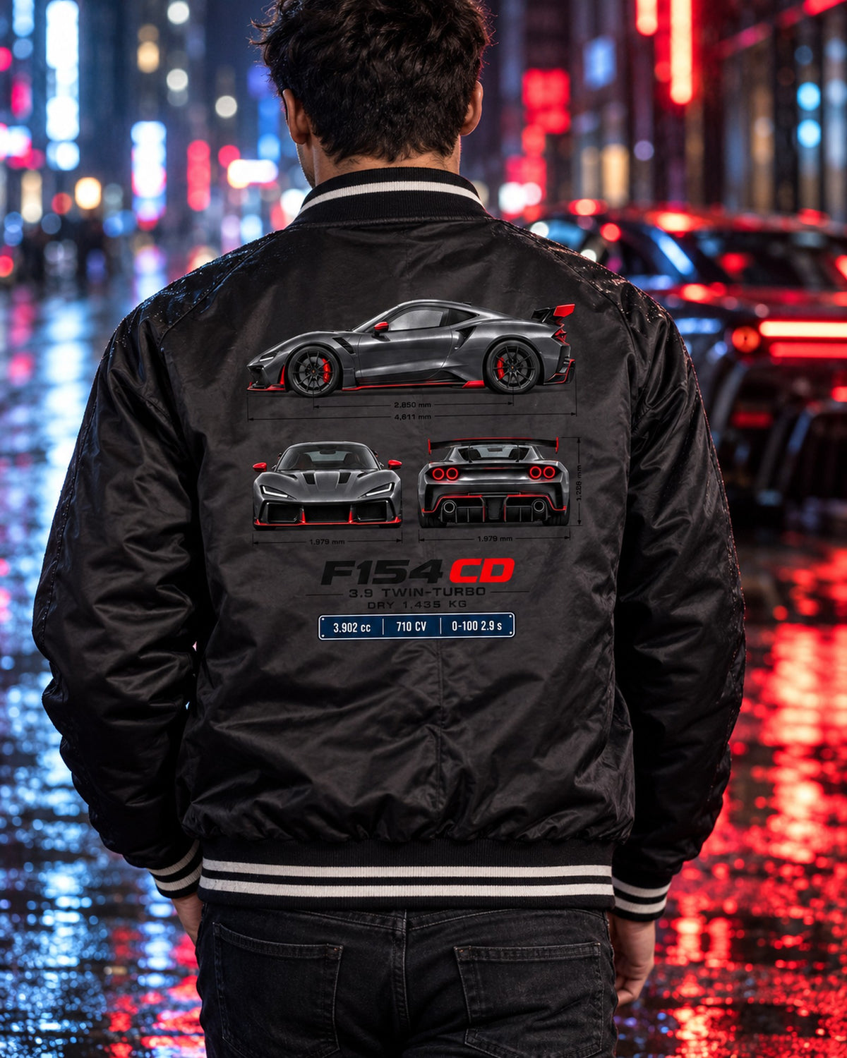 Ferrari F8 Tributo F154 CD Three-View Spec Shirt Bomber Jacket Black worn hero