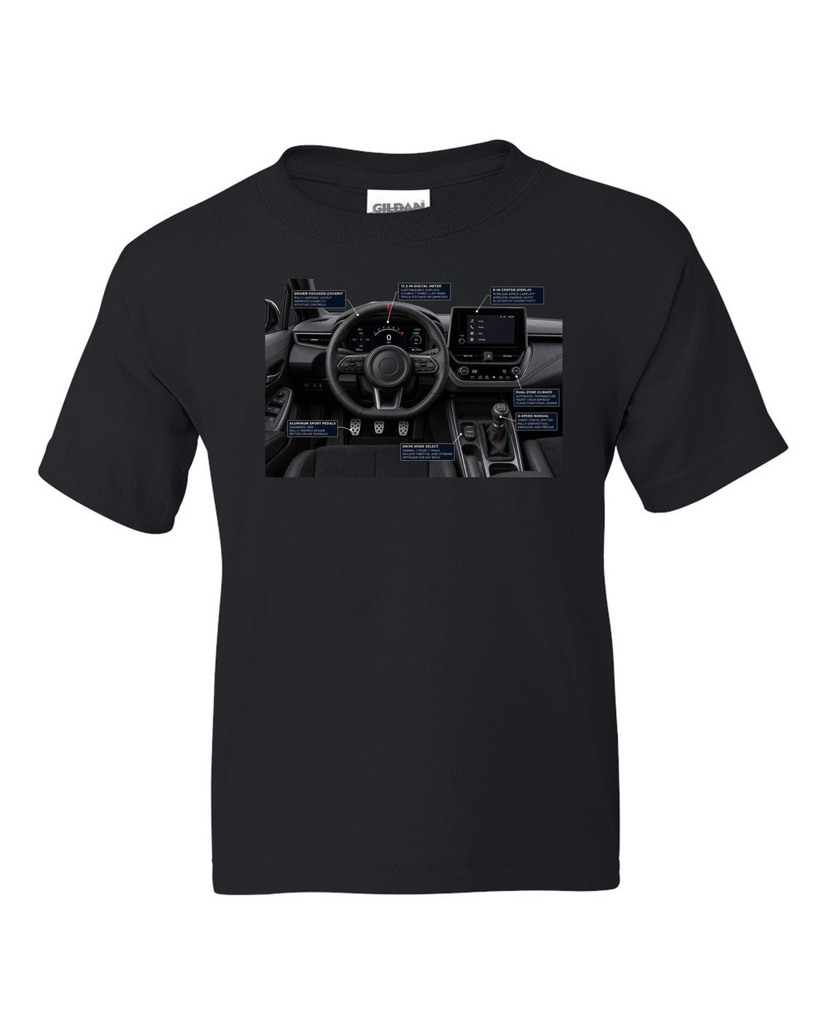 Toyota Tundra TRD Pro CrewMax three-view drawing with spec table black kids tee front view with the design