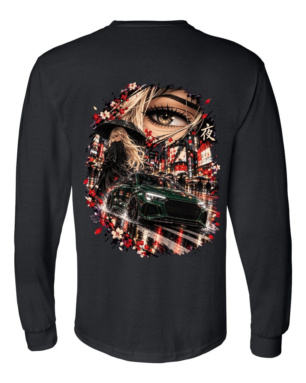 Audi RS3 Anime Girl Long Sleeve Black back