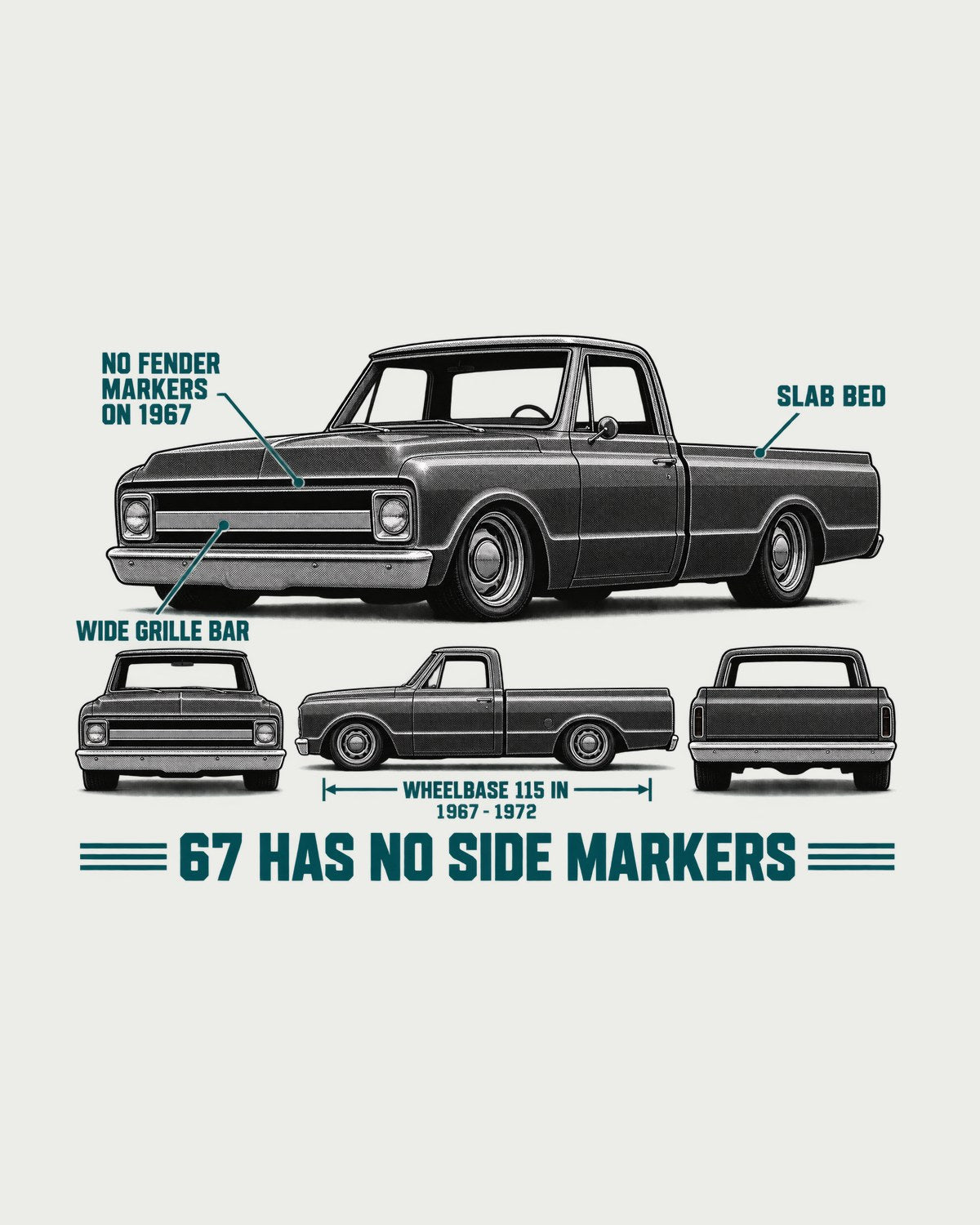 Chevrolet C10 Fleetside 1967-72 Spec Strip Shirt, Truck Guy Gift design only