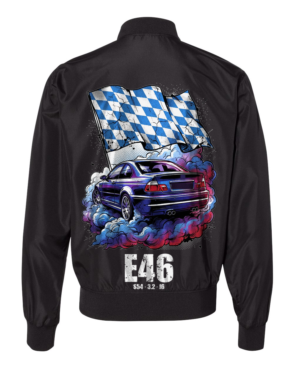 BMW M3 E46 Lozenge Bomber Jacket — Black back