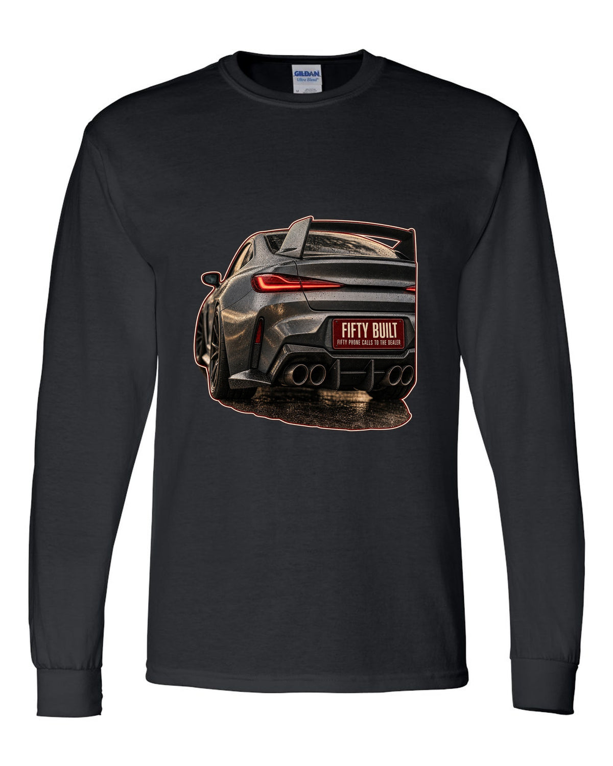 BMW 3.0 CSL 2023 rear light macro print black long sleeve front view with the design