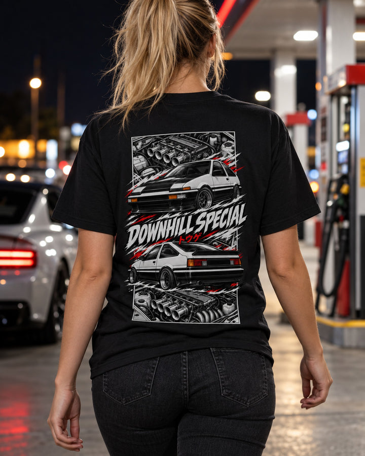 Toyota Ae86 Torn Poster Full-Back Graphic Tee T-Shirt Black worn hero