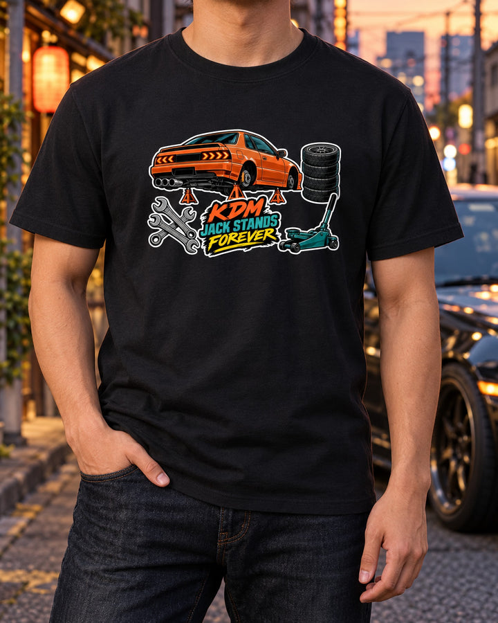 Genesis Coupe BK2 KDM Sticker Bomb Shirt, Jack Stands Forever T-Shirt Black worn hero