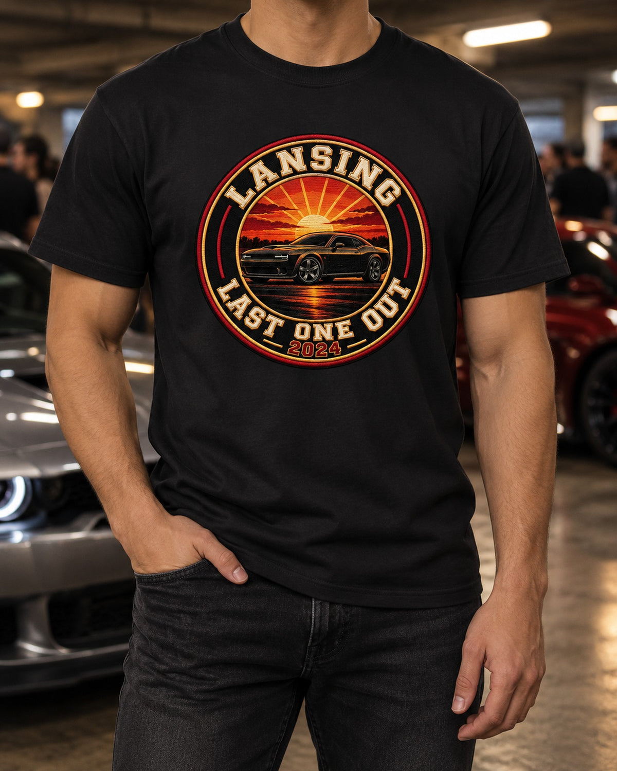 2023 Camaro Last One Out Varsity Crest Tee, Lansing 2024 T-Shirt Black worn hero