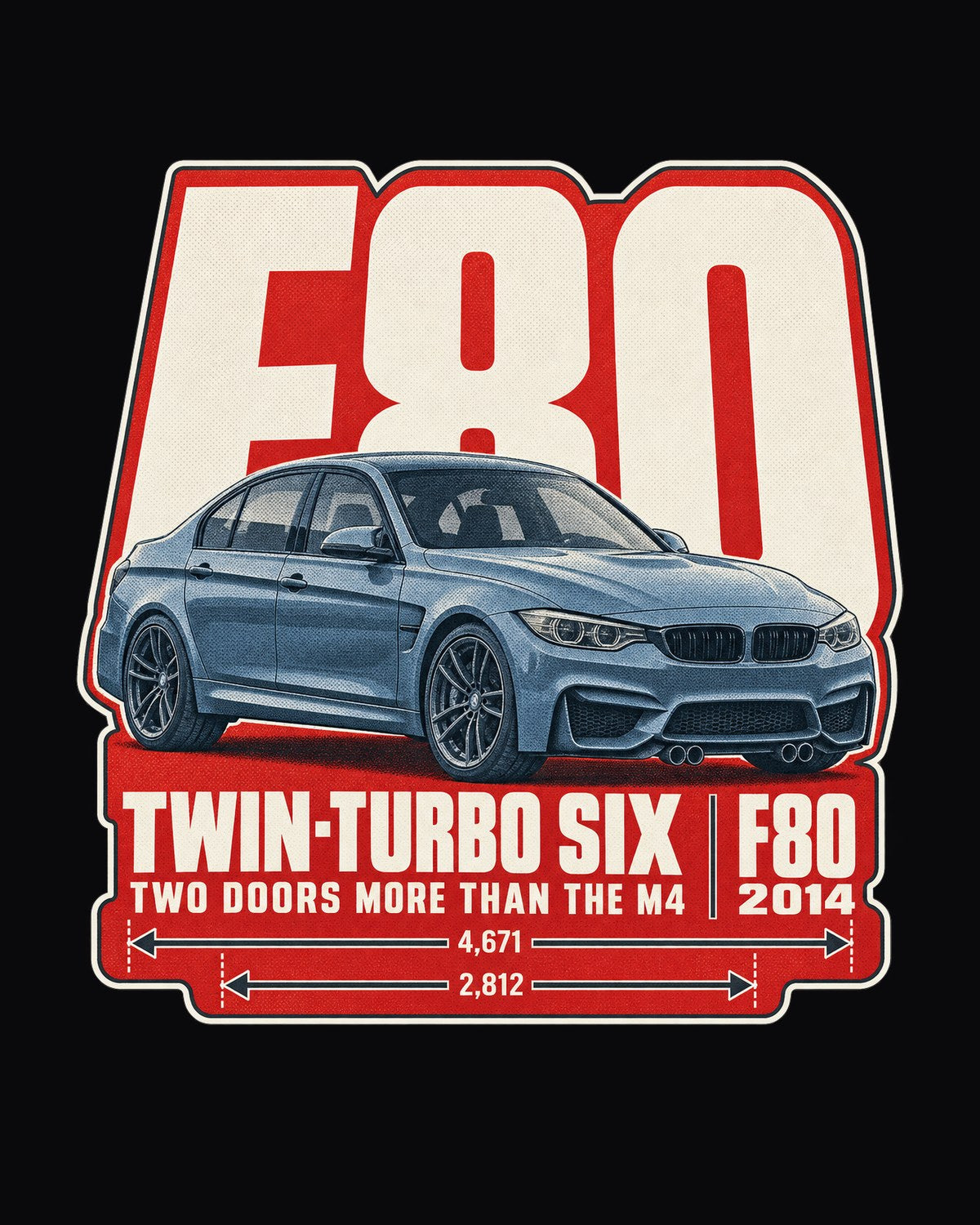 F80 M3 Halftone Statement Shirt, Twin-Turbo BMW Tee design only
