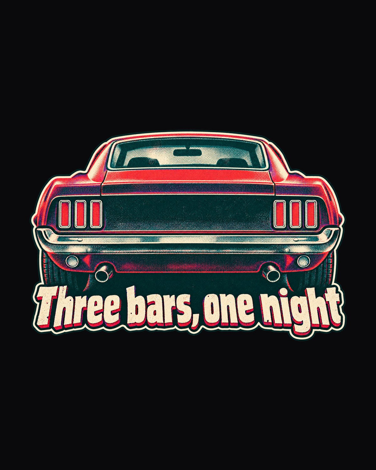 1969 Ford Mustang Fastback Three Bars Taillight Riso Tee design only