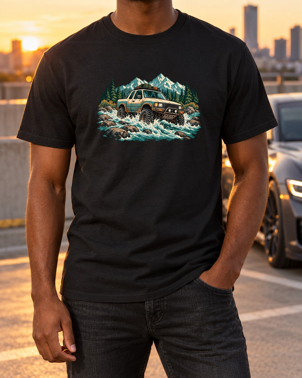 2021 Ford F-150 Raptor Gen 3 P702 River Crossing 16-Bit Tee T-Shirt Black worn hero