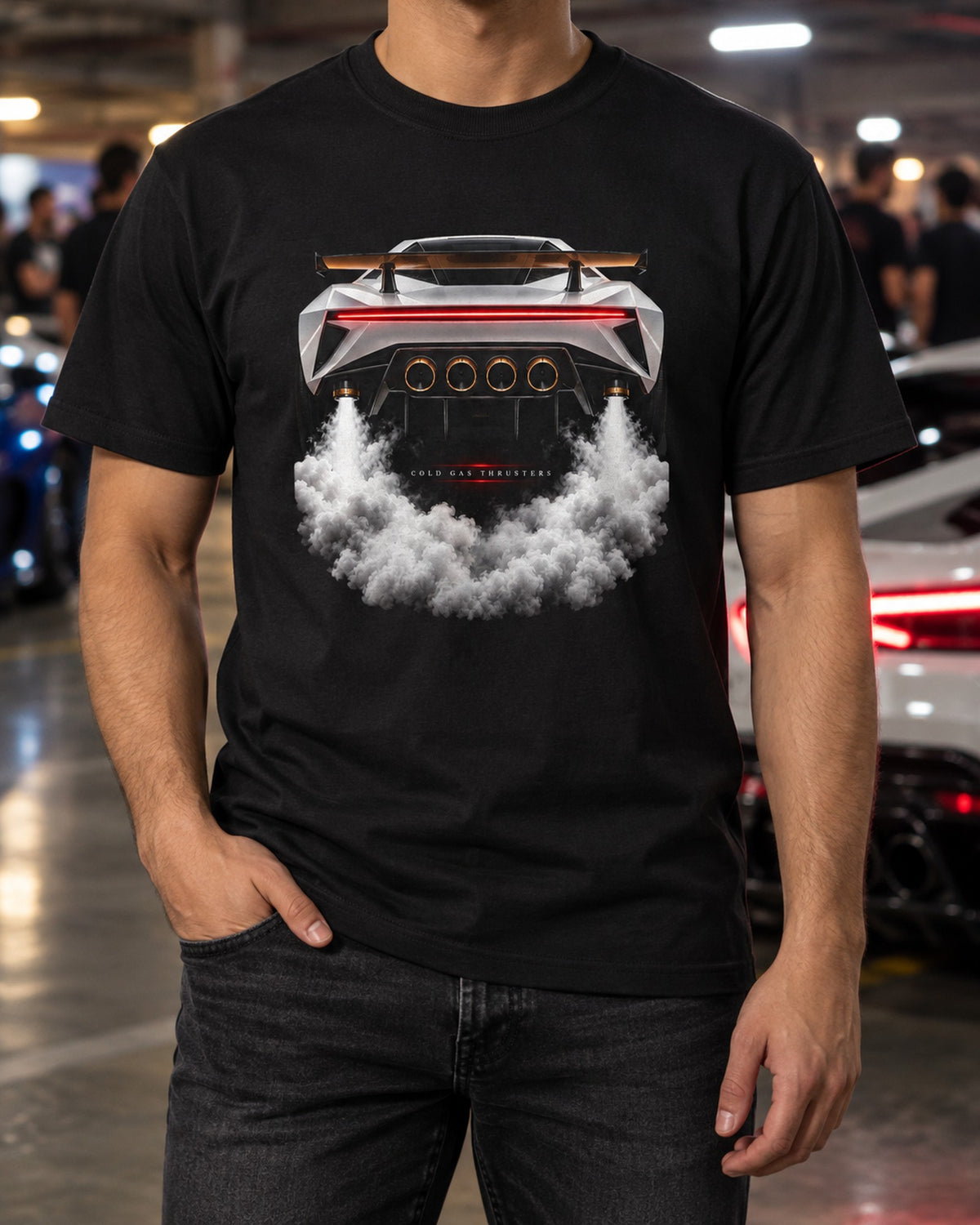 Tesla Roadster Cold Gas Thrusters Shirt, Hoodie & More T-Shirt Black worn hero