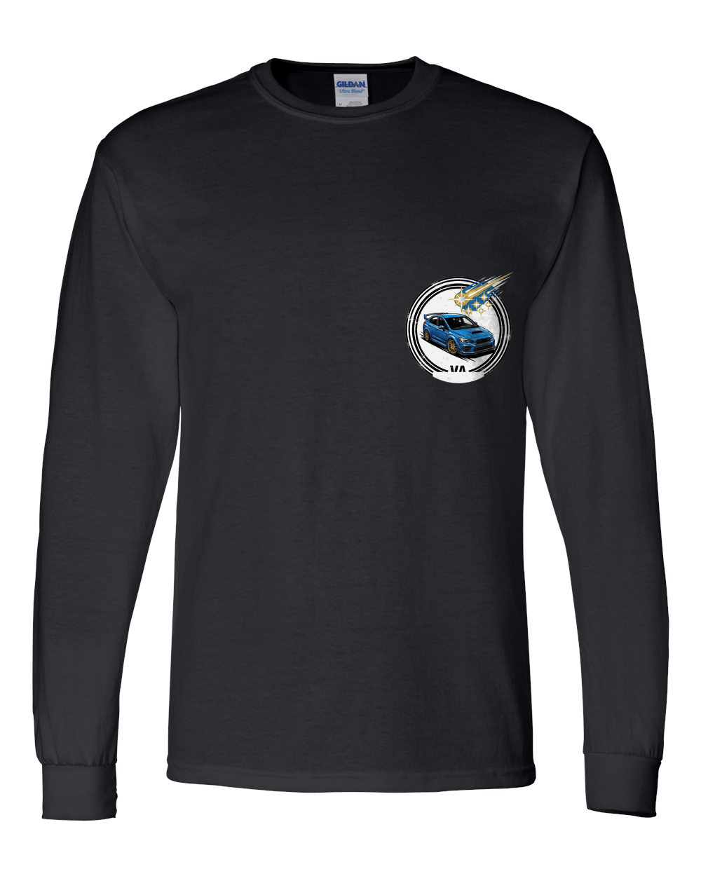 Subaru WRX STI Pleiades Long Sleeve T-Shirt — Black front emblem