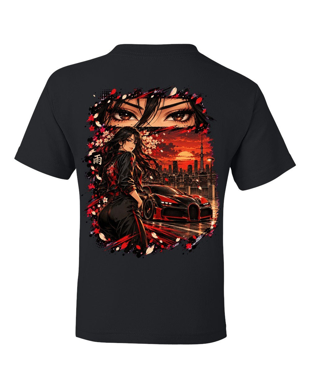 Bugatti Veyron Anime Girl Kids Tee Black back