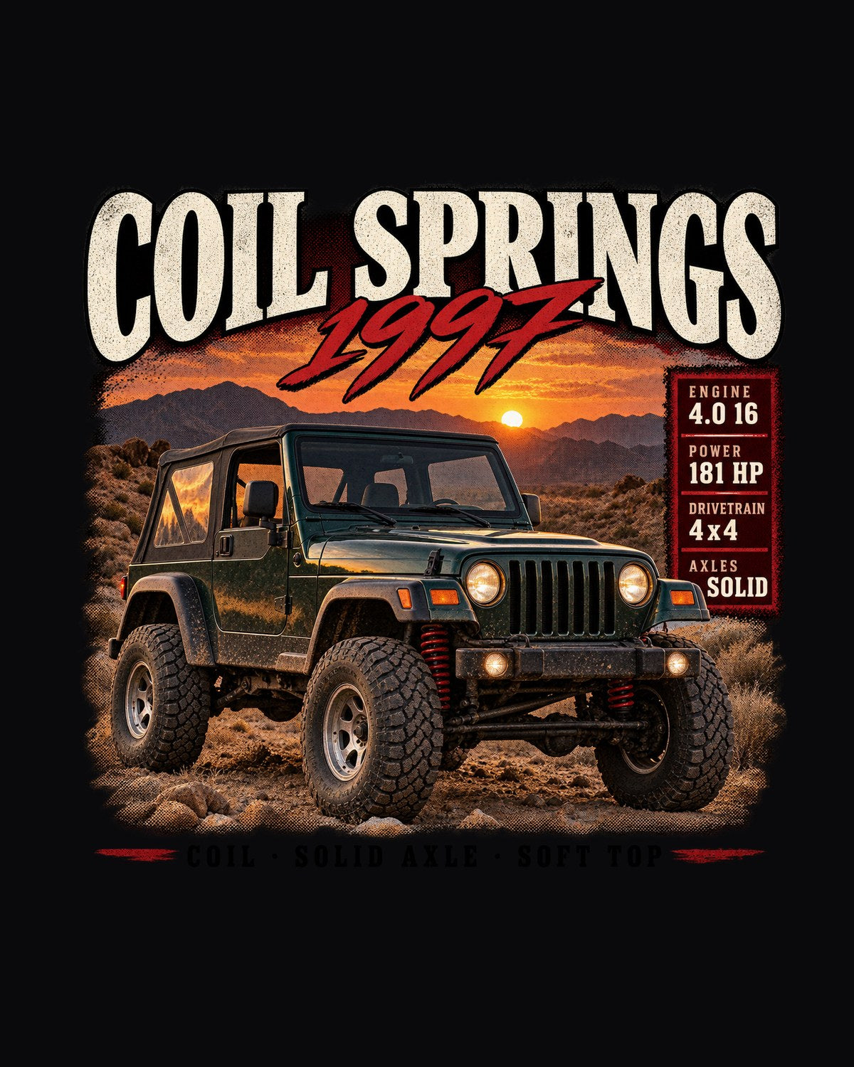 Jeep Wrangler TJ Coil Springs Archive Panel Tee, 1997-2006 design only