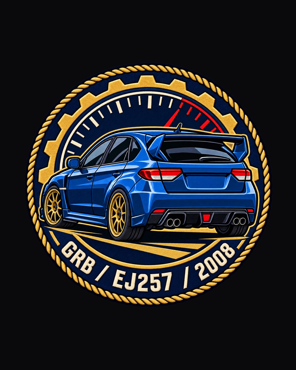 Subaru Impreza WRX STI GRB Hatch Varsity Crest Shirt, EJ257 design only