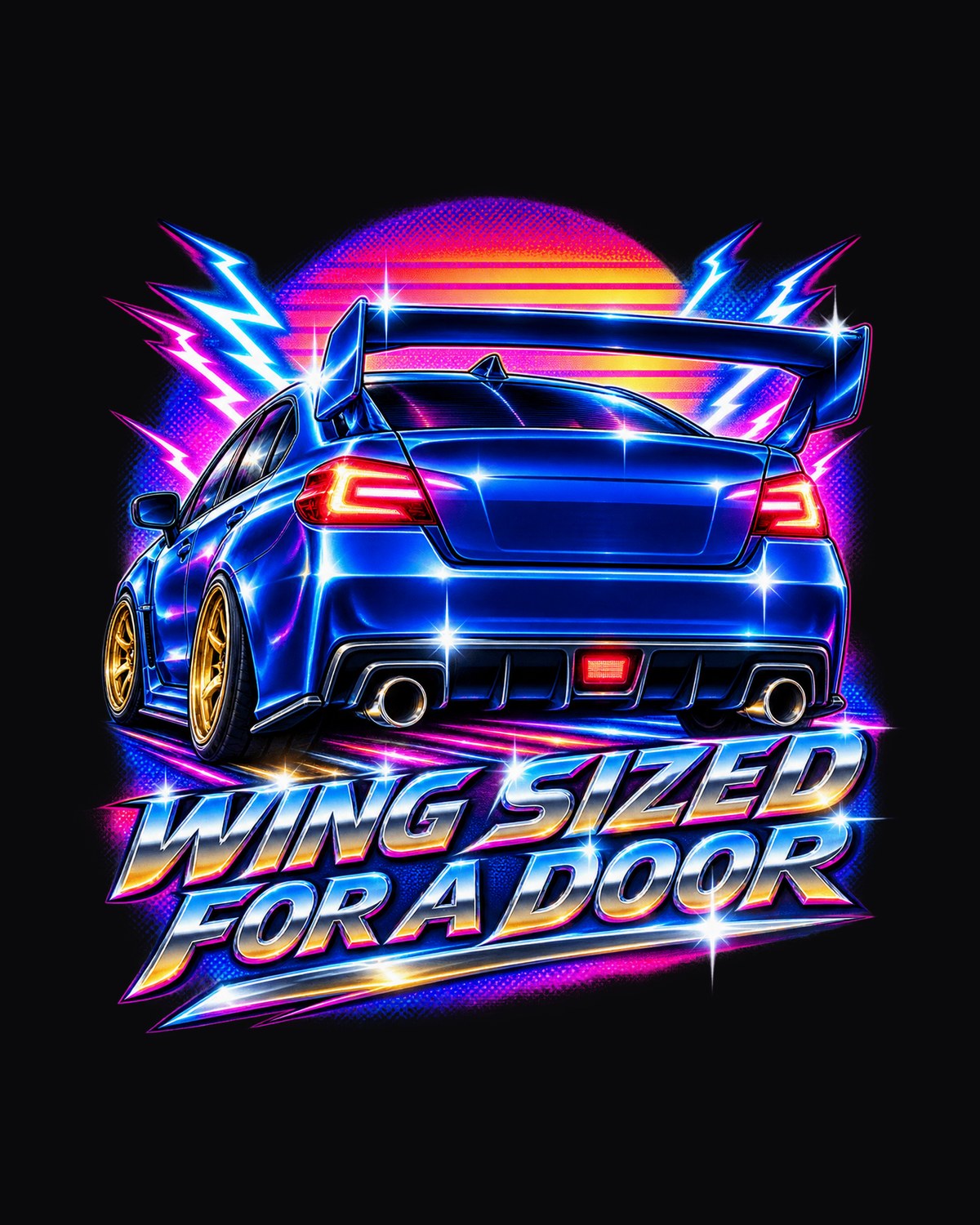 Subaru WRX STI VAB Chrome Tail Wing Airbrush Shirt design only