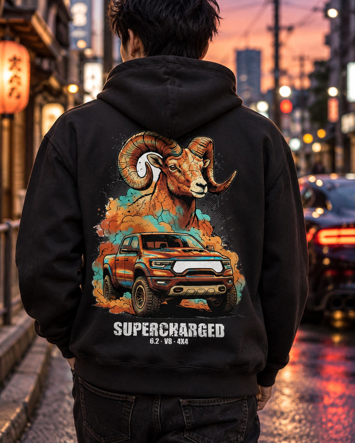 Ram TRX Bighorn Pull Over Hoodie & Zip Hoodie Zip Hoodie Black worn hero