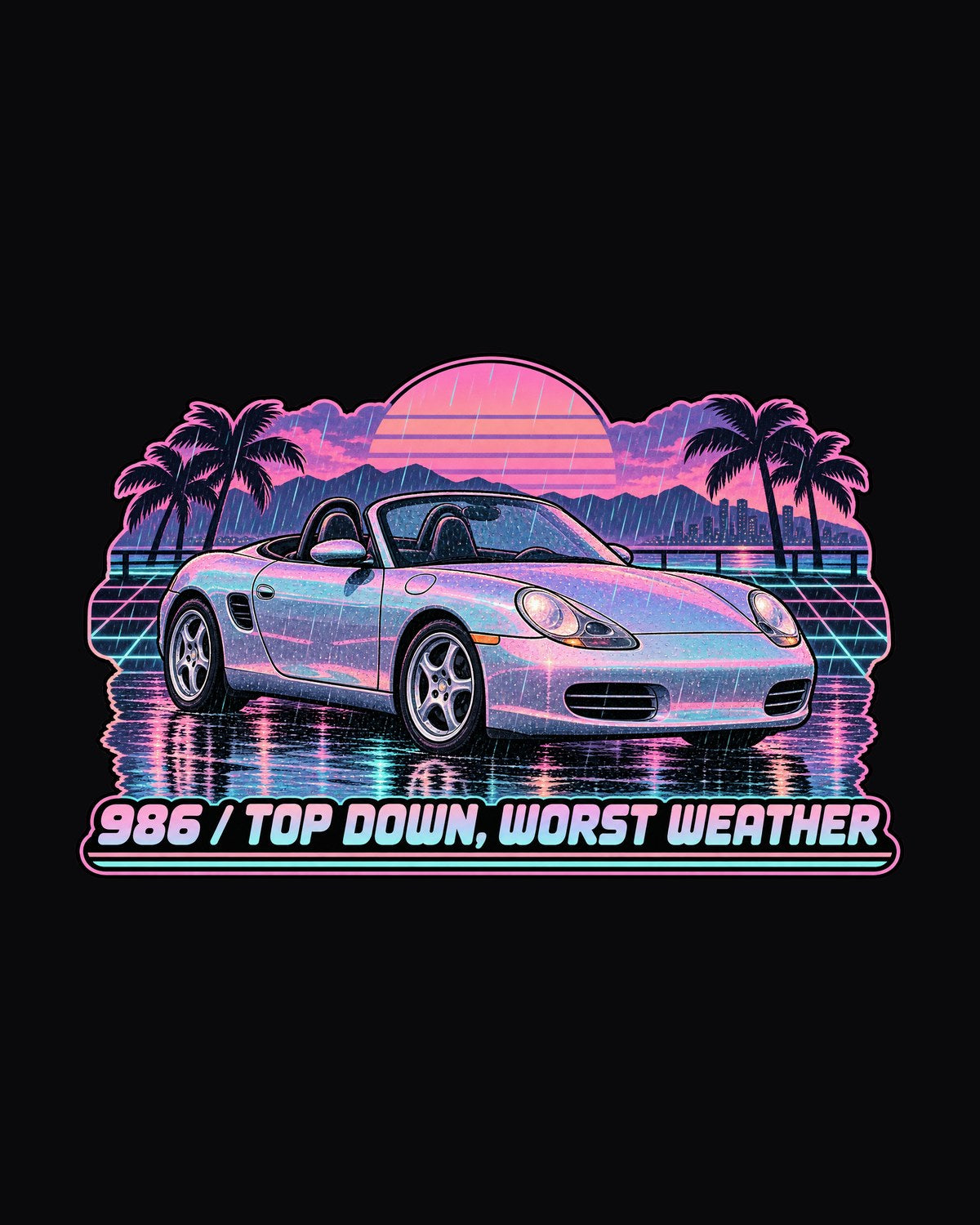 Porsche Boxster 986 Roof Down Lo-Fi Vaporwave Shirt design only