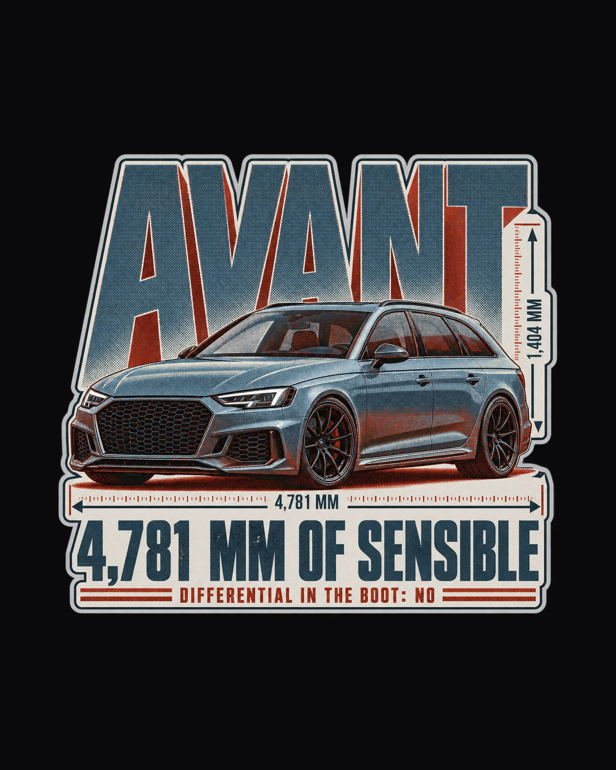Audi RS4 Avant Halftone Shirt, 4,781 mm of Sensible design only