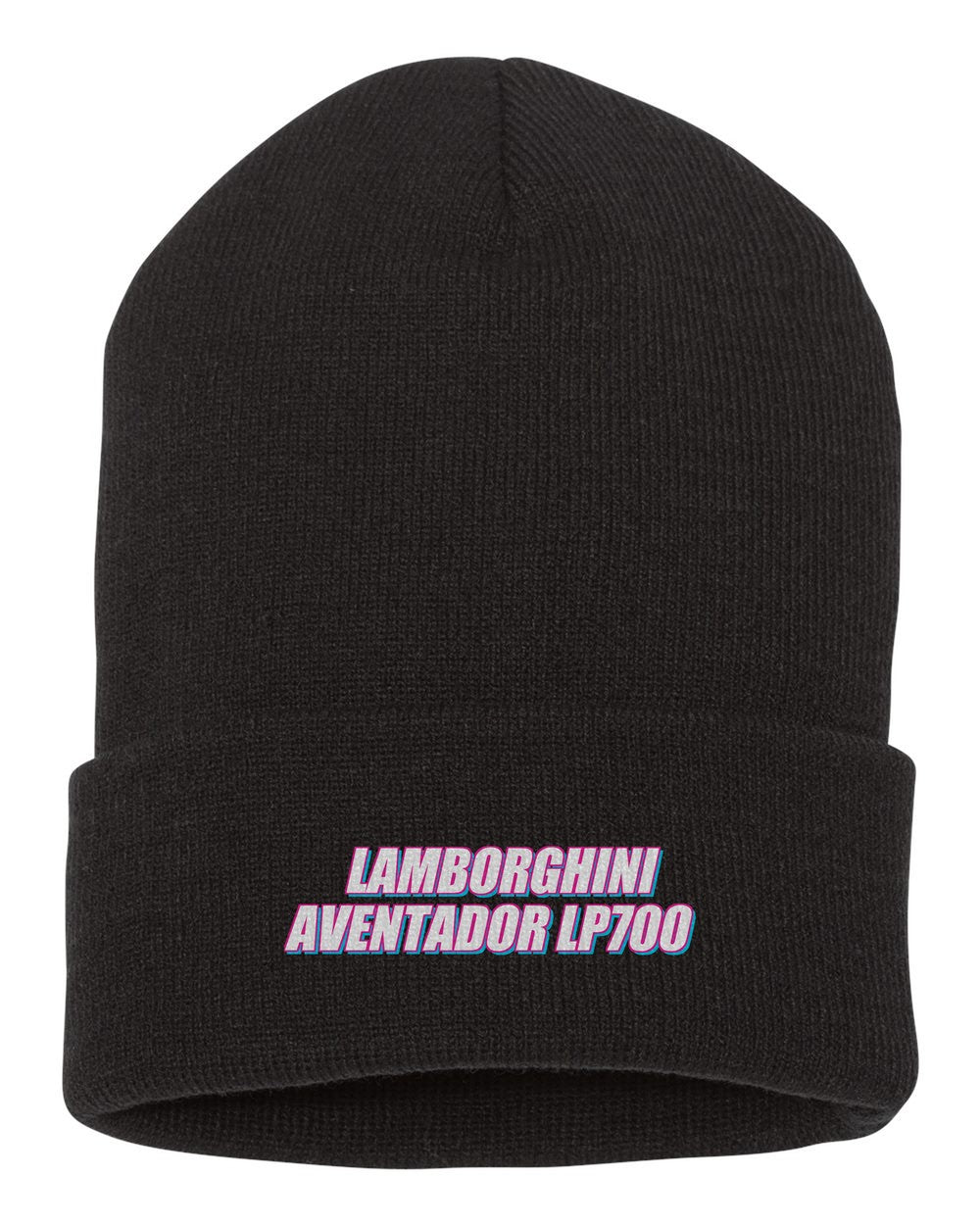 Lamborghini Aventador Lp700 black beanie front view with car name