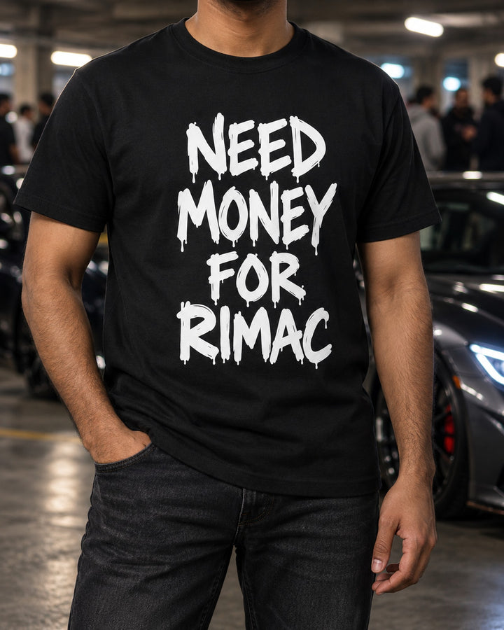 Need Money For Rimac Shirt, Funny Car Guy Tee T-Shirt Black worn hero