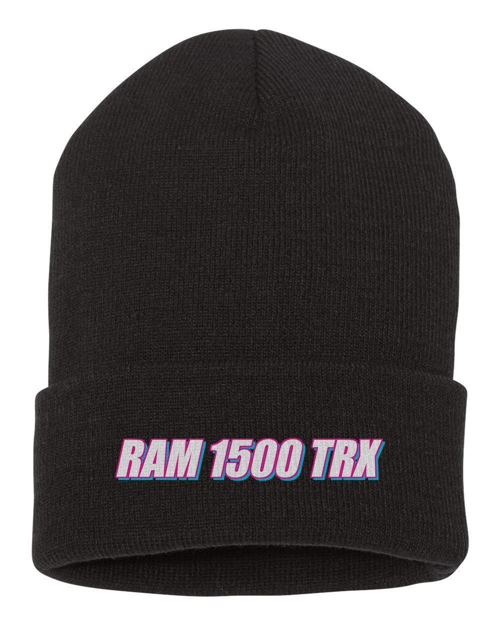 Ram 1500 Trx black beanie front view with car name