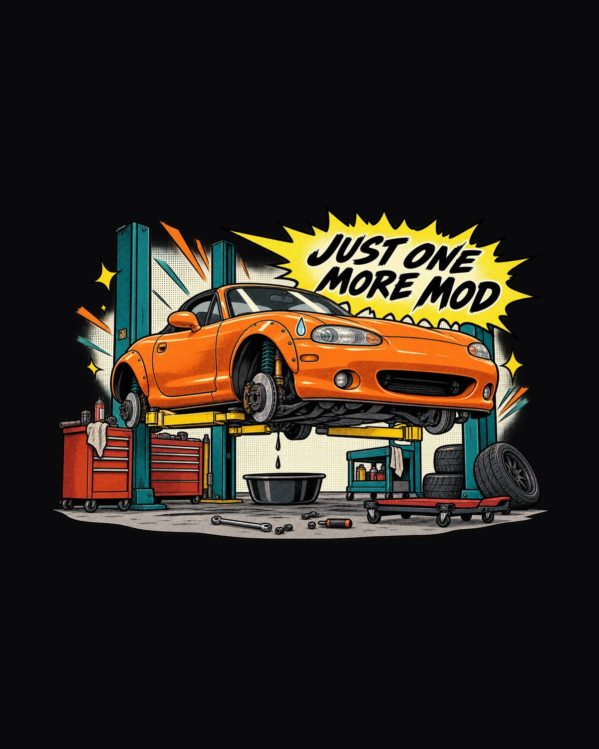 Mazda MX-5 NB Just One More Mod Manga Panel Shirt design only