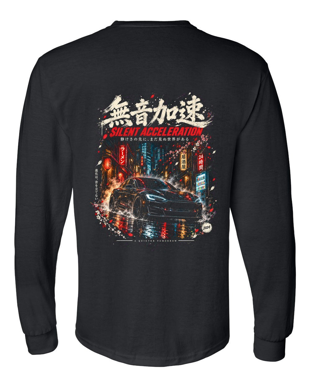 Tesla Model S Plaid Long Sleeve Black back