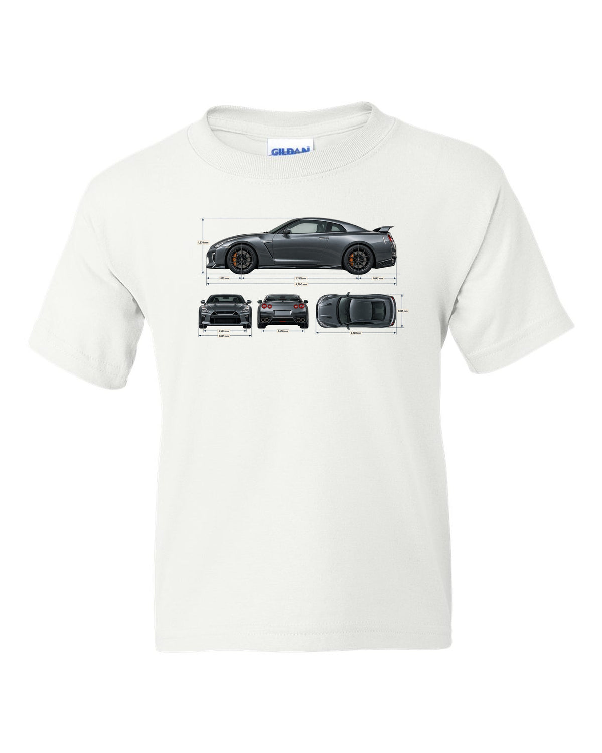 Nissan GT-R50 Italdesign Spec Poster white kids tee front view with the design