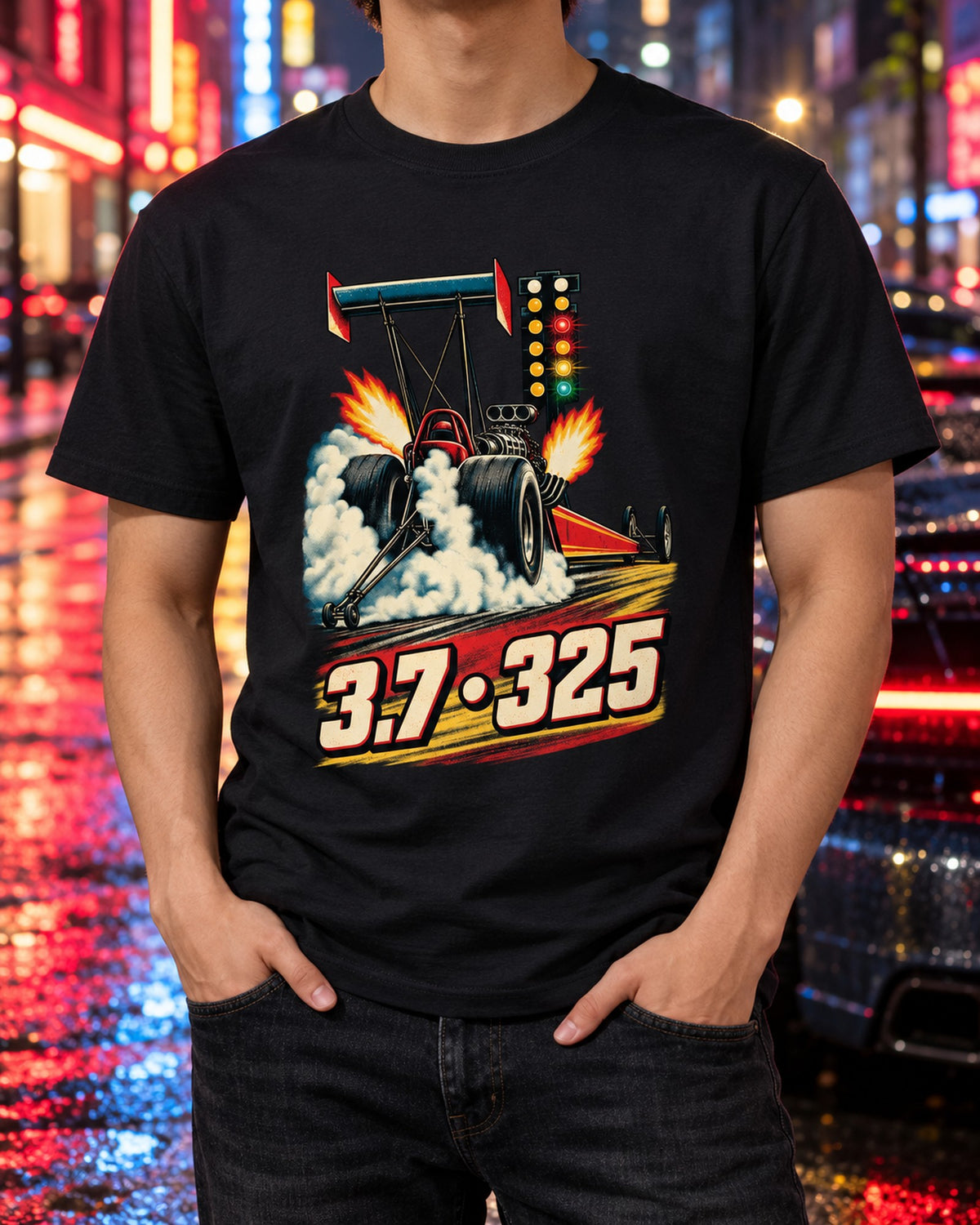 Top Fuel Dragster Christmas Tree Burnout Shirt, Drag Racing T-Shirt Black worn hero