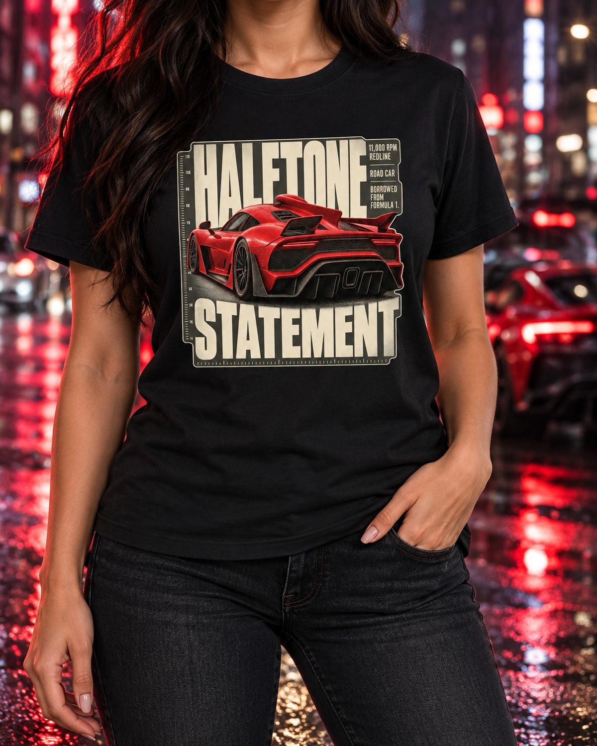 Mercedes-AMG One Halftone Airscoop Shirt, 11,000 RPM Redline Tee T-Shirt Black worn hero