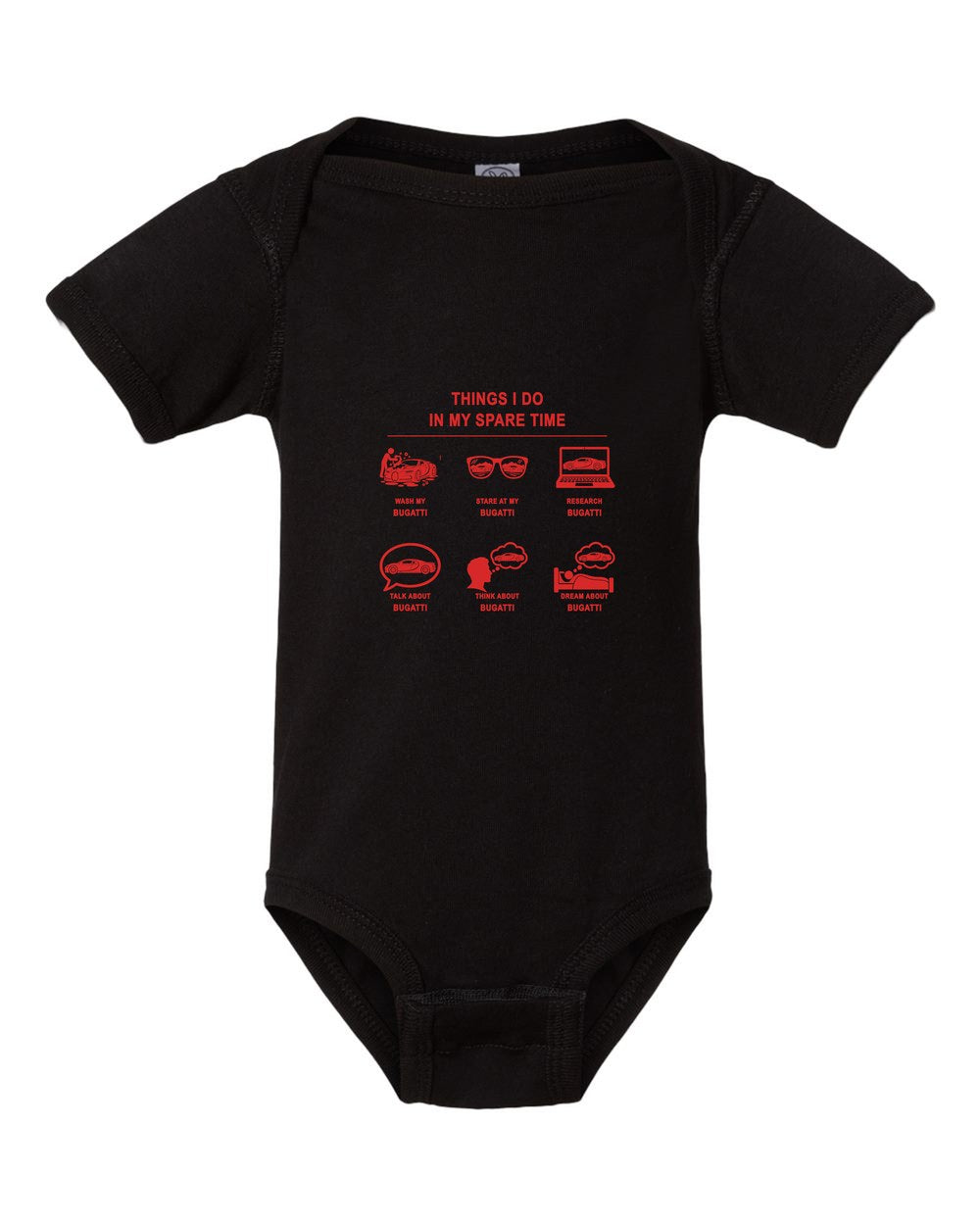 Bugatti Things I Do Baby Onesie Black front