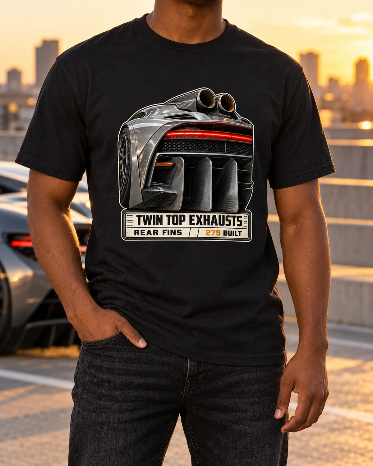 Mercedes-AMG One Taillight Macro print Tee, 275 Built T-Shirt Black worn hero