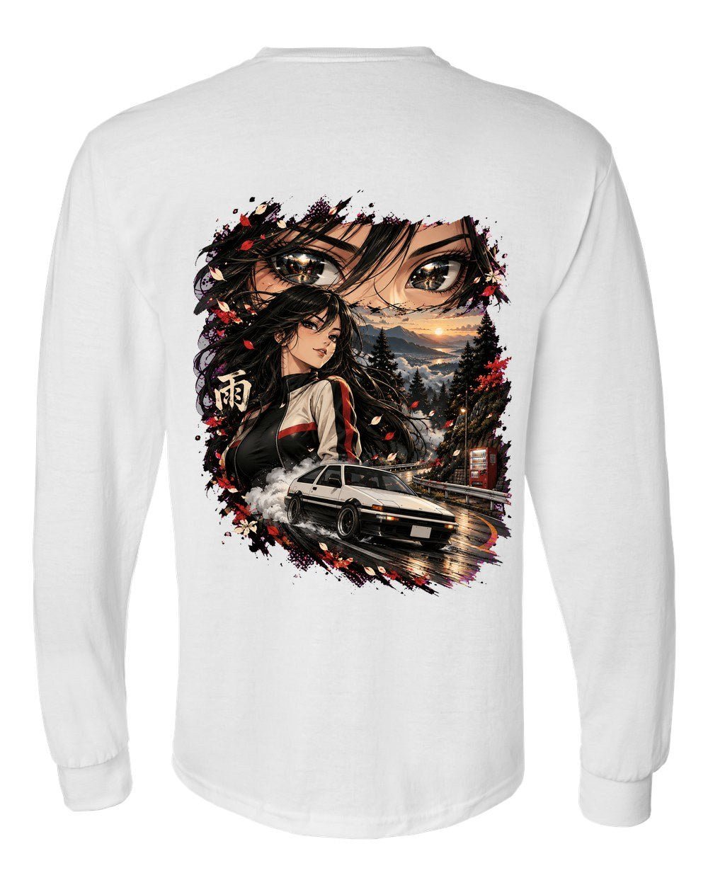Toyota AE86 Anime Girl Long Sleeve White back