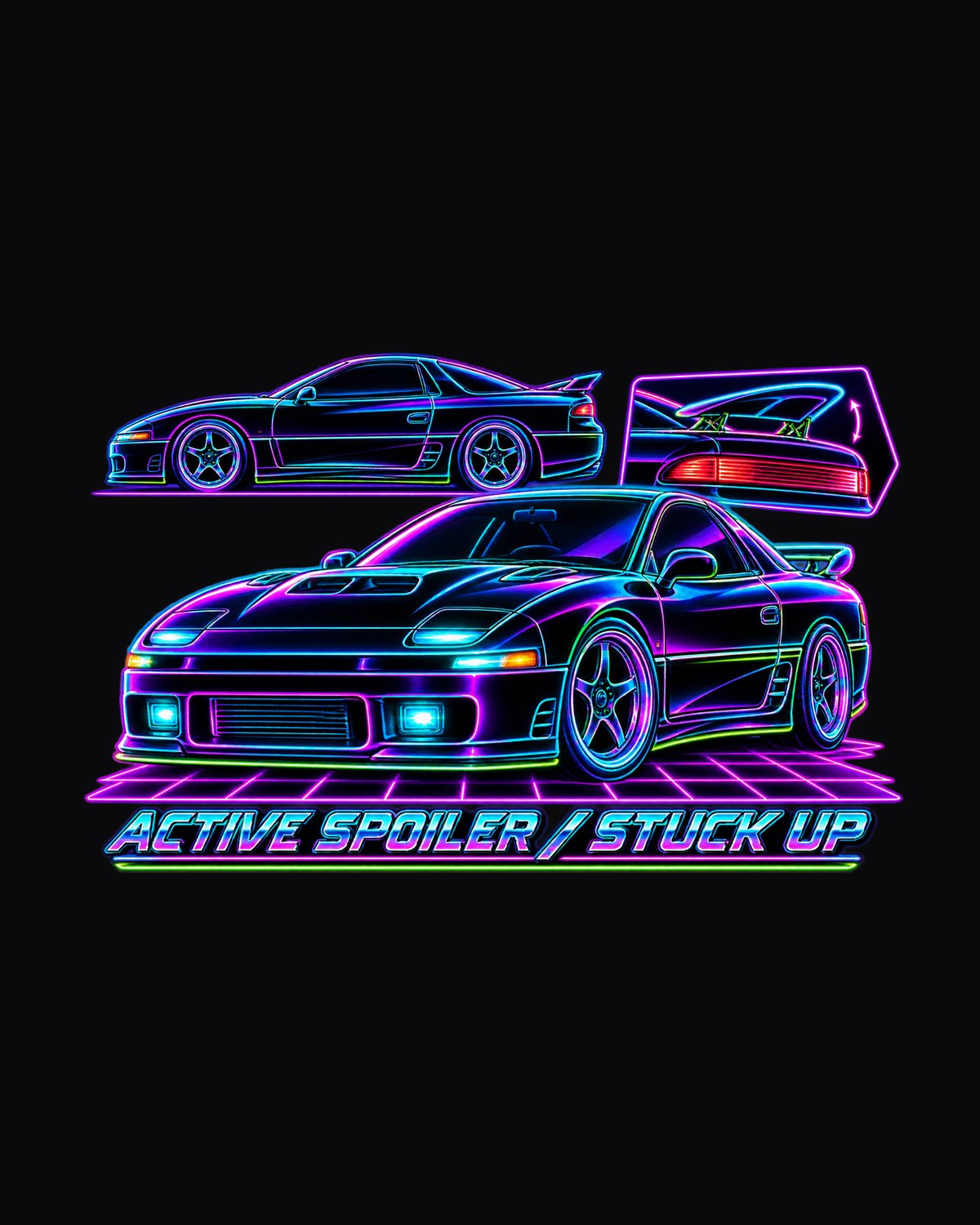 Mitsubishi 3000GT VR-4 Active Wing Wireframe Shirt, Car Guy Tee design only