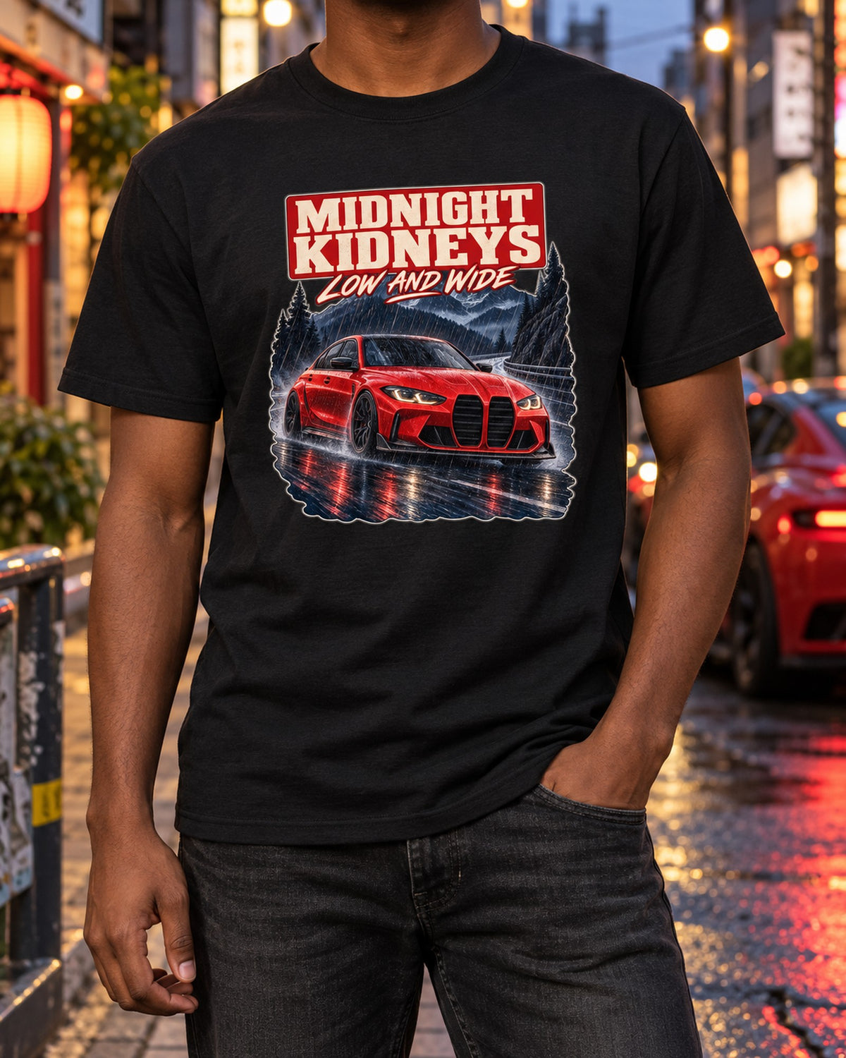 BMW M3 Competition G80 Night Street Shirt, Midnight Kidneys T-Shirt Black worn hero