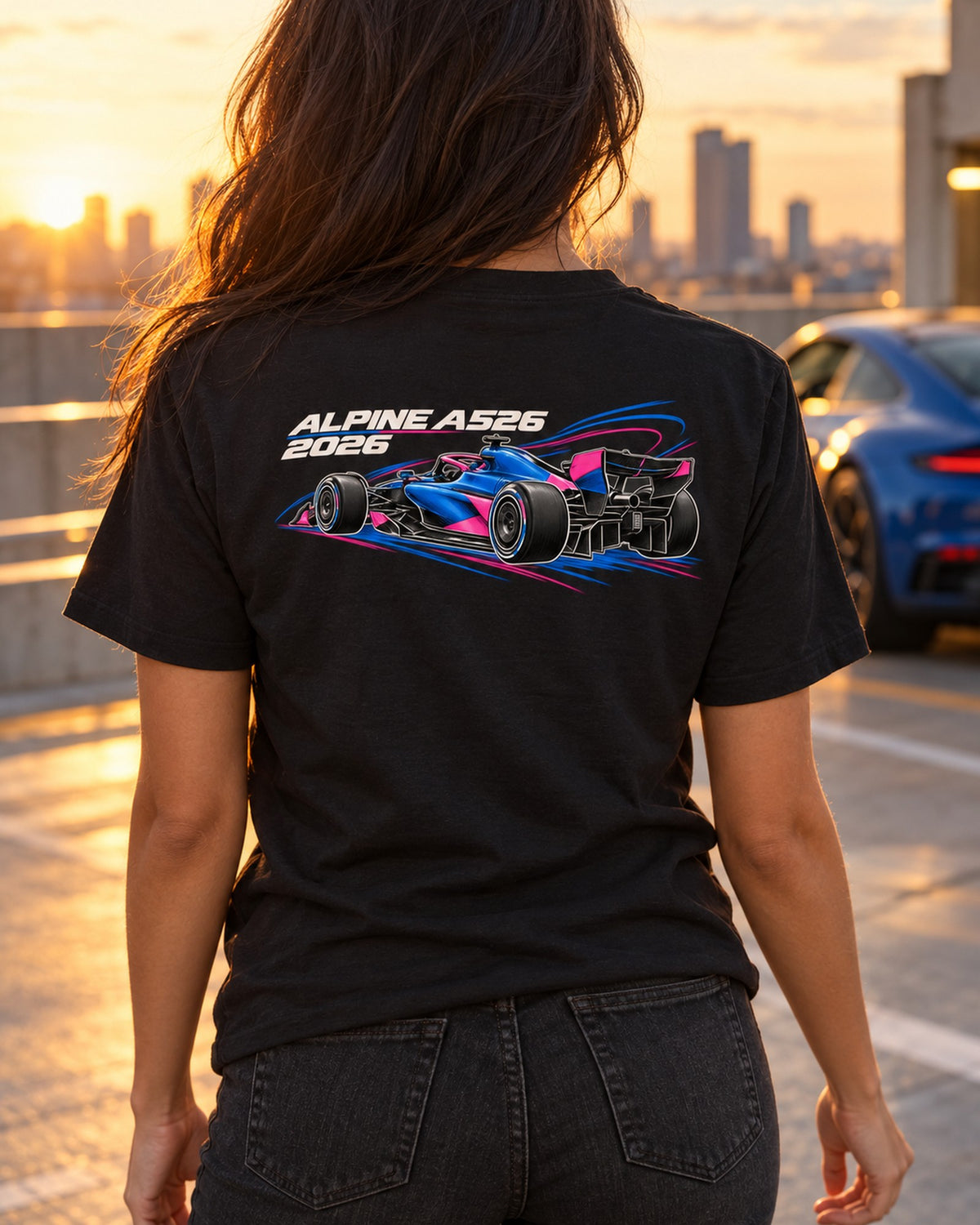 Alpine A526 F1 2026 Rear Flow Shirt, Formula 1 Fan Tee T-Shirt Black worn hero