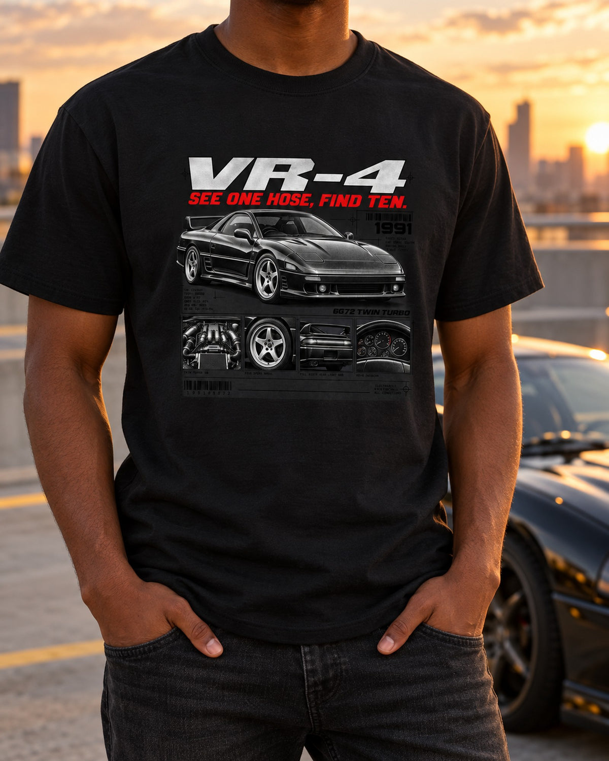Mitsubishi 3000GT VR-4 Z16A Active Aero Dossier Shirt T-Shirt Black worn hero