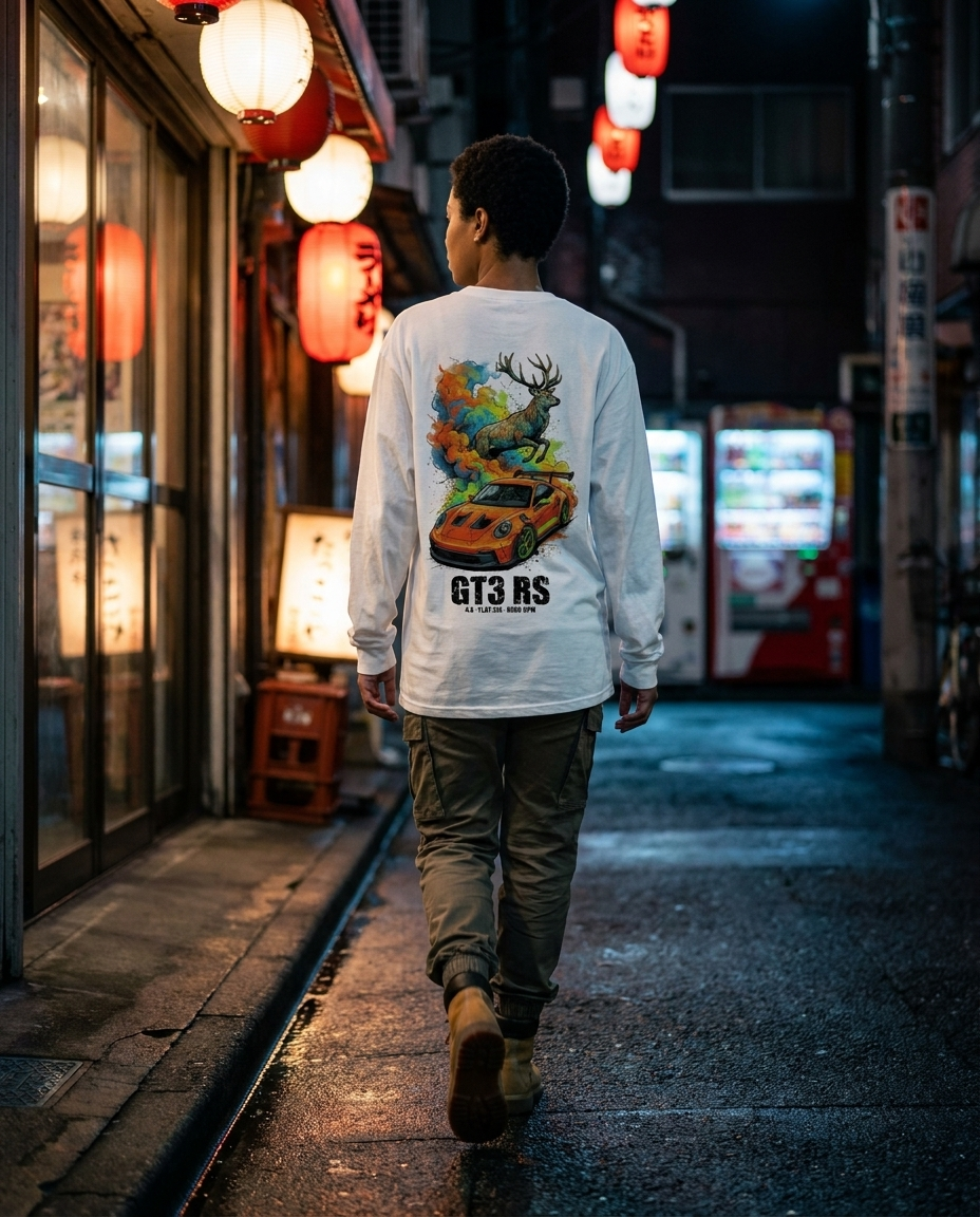 White Long-Sleeve Tee street